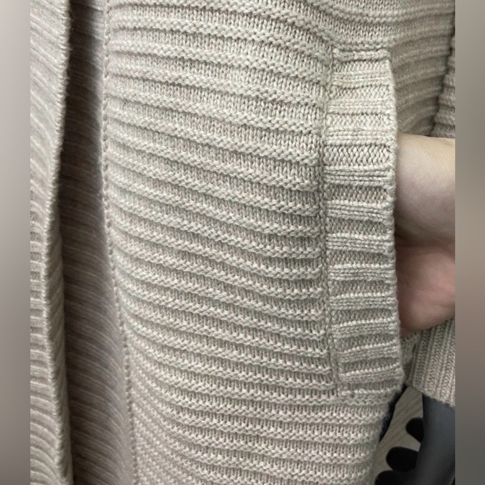 Mantovani Studio 100% Cashmere sweater Duster M Tan Beige Italian Italy Ribbed - Picture 7 of 15